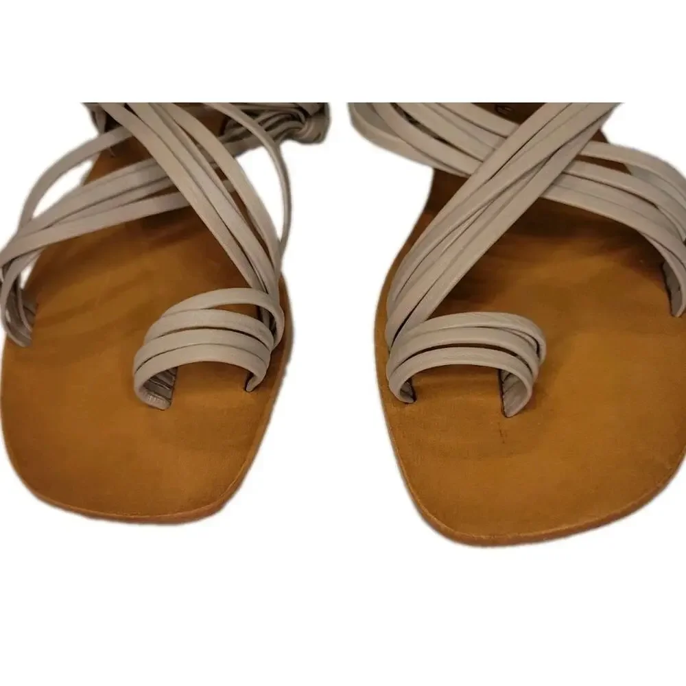 Matisse Rosie Cream Ivory Multi Strap Knotted Toe Loop Flat Sandals Womens 9M
